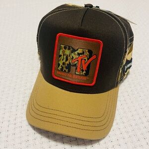 MTV Rare Camouflage Trucker Style Hat Snapback One Size Adjustable NWT